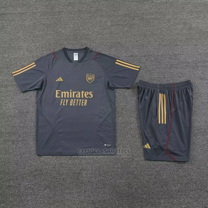 Fato de Treino Arsenal Manga Curta 2023-2024 Cinza - Calcas Curta